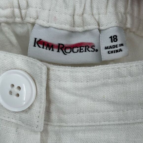 Kim Rogers Linen Cotton Blend Wide Leg Pants White Size 18 NWT - Picture 2 of 9